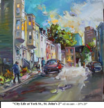 City Life at York St., St John's-2, Oil on Canvas